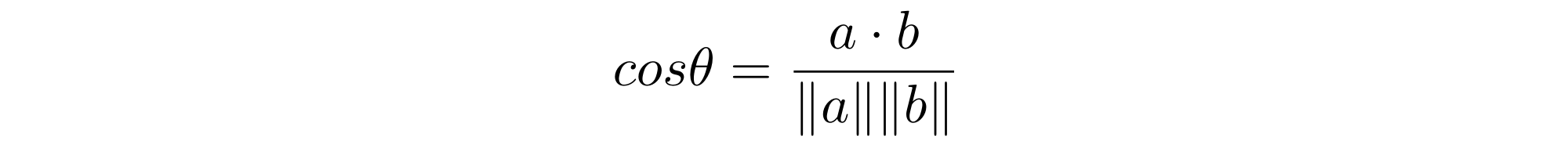 Mathematical image showing trigonometric formula with symbols “cos”, “a · b”, and “0”