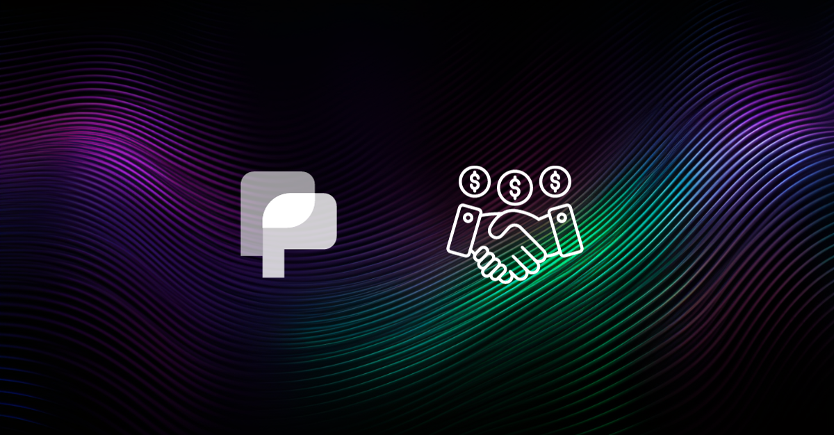 Stylized logos for PayPal and a finance-related symbol on a black and purple gradient background