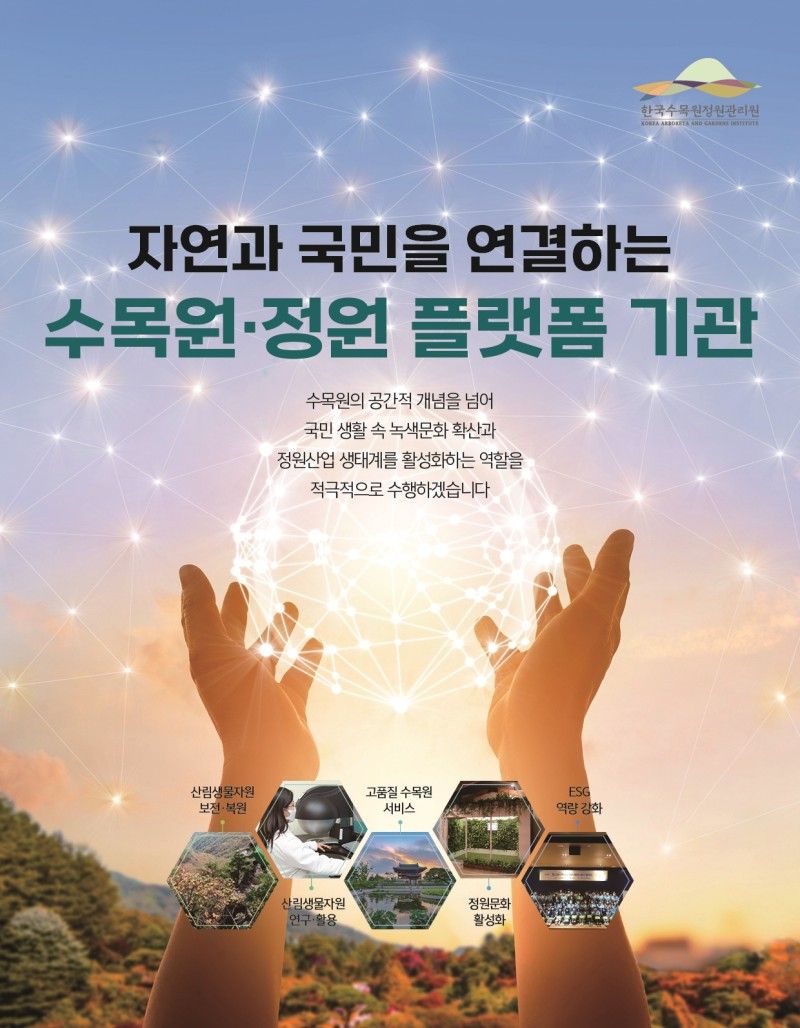 Hands presenting a globe against a blue sky, surrounded by Korean text related to environmental and cultural connection