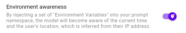 Technical document describing Environment Awareness using Environment Variables to determine current time and user location