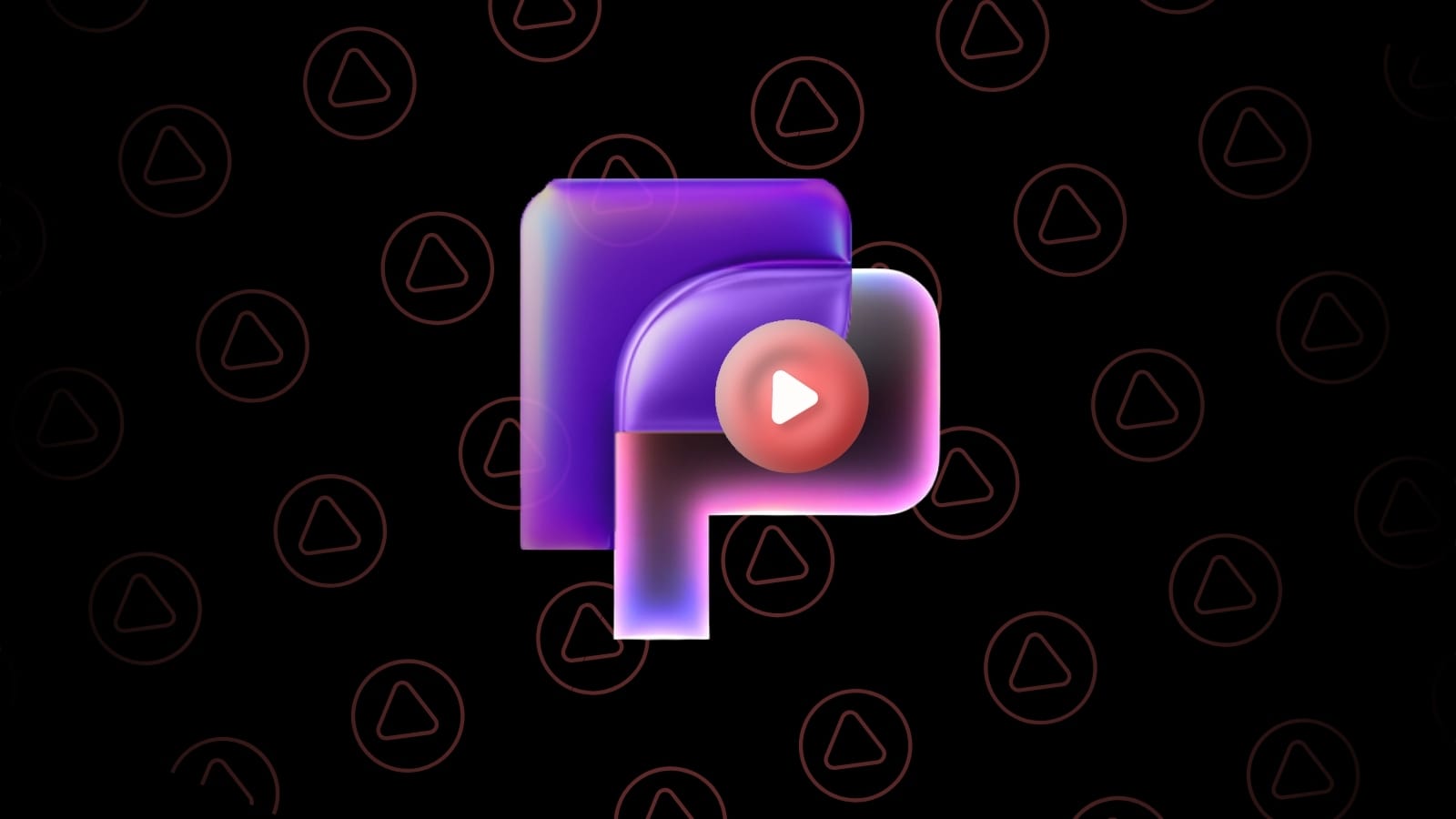 Vibrant YouTube-inspired artwork with a purple logo and red play buttons on a black backdrop.