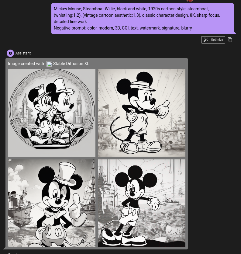 Series of Mickey Mouse images showcasing artistic transformation from vintage black and white to modern 3D CGI, created with 