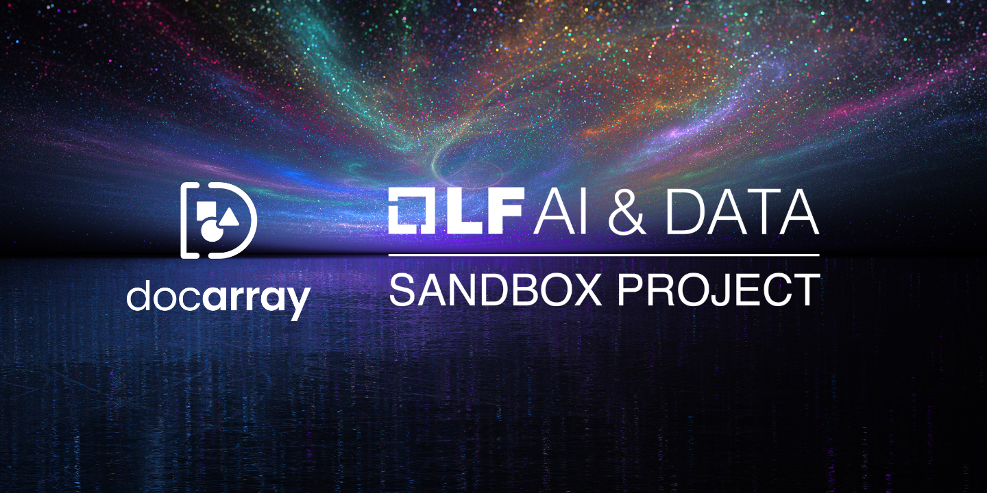 Abstract space-themed background featuring the text "DLF AI & Data Sandbox Project" along with the Docarray logo