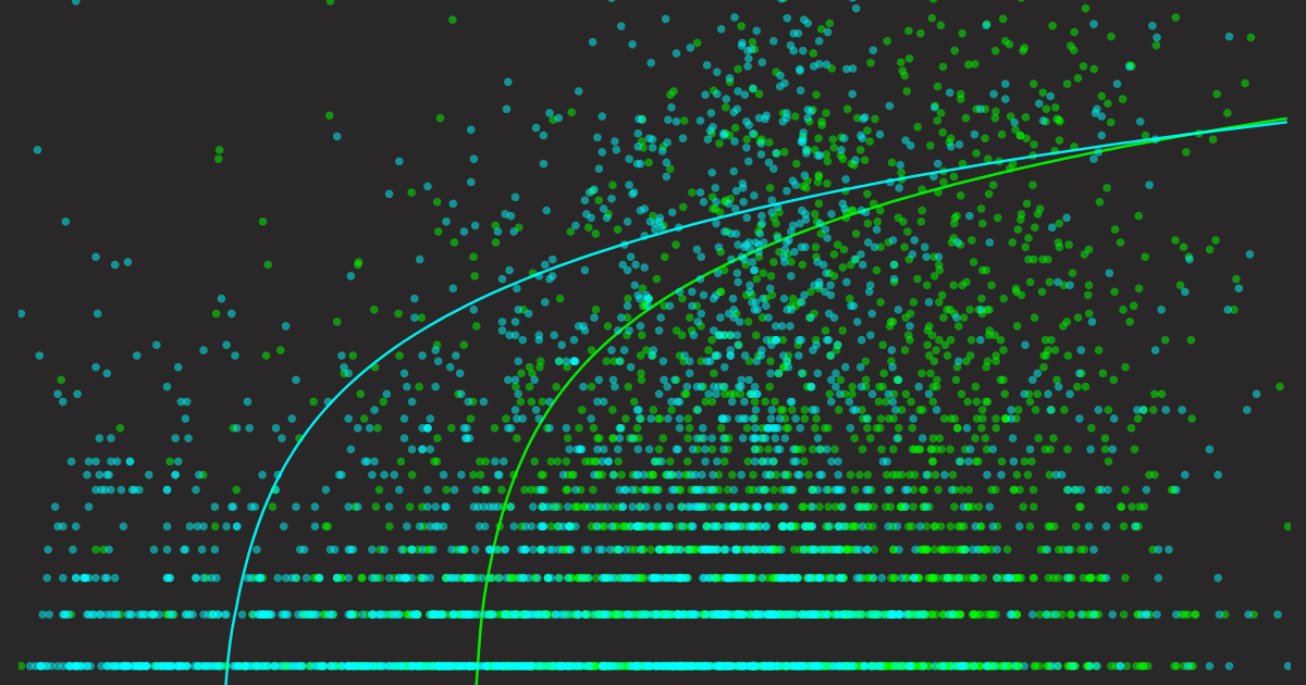 Abstract background with dynamic green particles and lines on a black backdrop, emitting a sense of motion and energy.