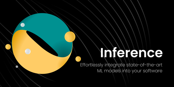 Segmented color circle on black with many dots and the phrase 'Inference: Effortlessly integrate state-of-the-art ML models i