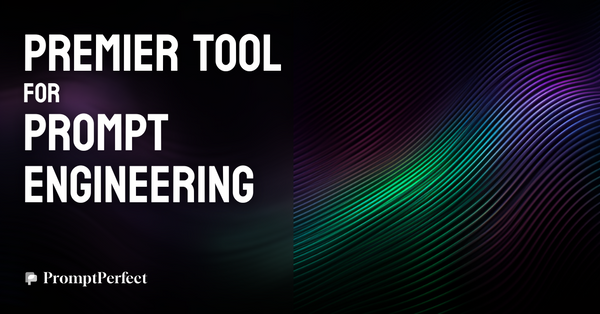 Futuristic banner with "Premier tool for prompt engineering" text and the PromptPerfect logo on a dark wavy background